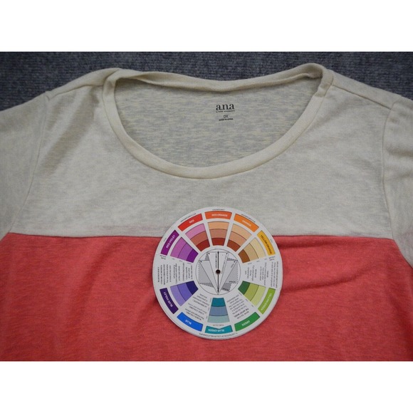 A.N.A. A New Approach Blouse Top Women's Size 0X Green Pink Colorblock Tie Front - Picture 2 of 8